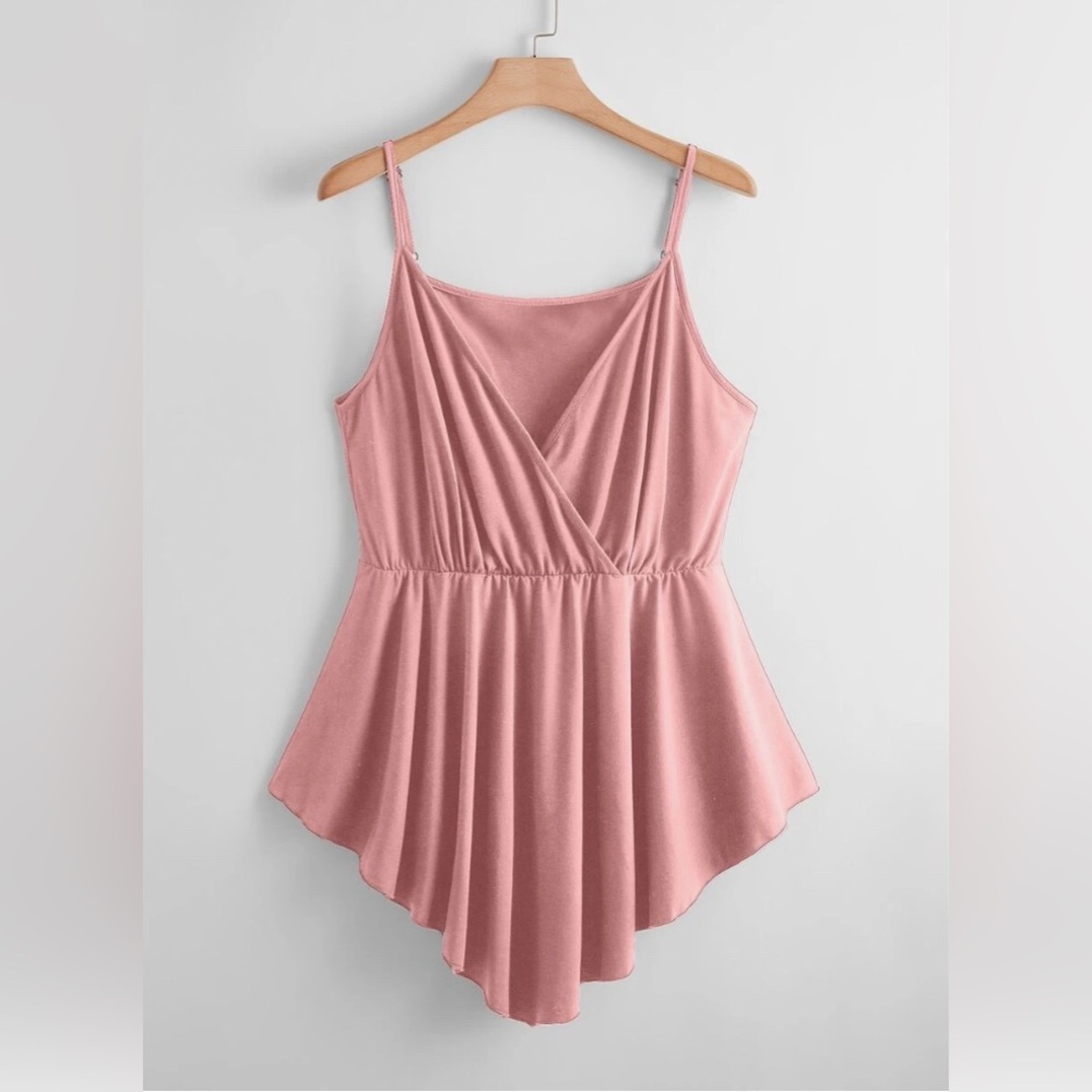 Plus Surplice Front Dip Hem Cami Top
